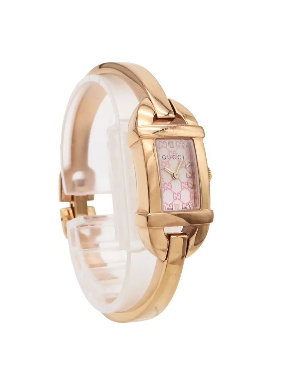 Gucci Bangle Watch Pink Shell Dial Sherry Line Pgp Quartz